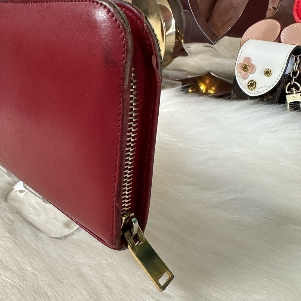 SAINT LAURENT PARIS RED LEATHER ZIP AROUND LONG WALLET YSL ITALIAN DESIGNER - Picture 14 of 16